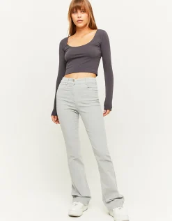 Pantaloni A Zampa In Velluto A Coste Grigi^Tally Weijl Cheap