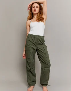 Pantaloni Cargo Parachute Verdi a Vita Alta^Tally Weijl Online