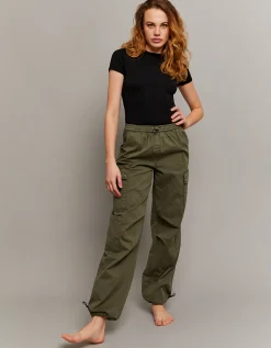 Pantaloni Parachute a Vita Alta Kaki^Tally Weijl Cheap