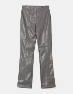 Pantaloni Straight Leg In Similpelle Grigi^Tally Weijl Cheap