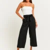 Pantaloni Wide Leg Neri con Vita Elasticizzata^Tally Weijl Shop