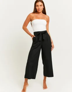 Pantaloni Wide Leg Neri con Vita Elasticizzata^Tally Weijl Shop