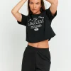 Shorts in Felpa Neri con Stampa^Tally Weijl Hot