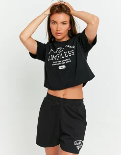 Shorts in Felpa Neri con Stampa^Tally Weijl Hot