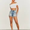 Shorts Mom di Jeans Strappati a Vita Alta^Tally Weijl Cheap