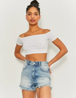 Shorts Mom di Jeans Strappati a Vita Alta^Tally Weijl Cheap
