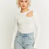 Top Basico a Costine Bianco con Cut Out^Tally Weijl Store