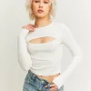 Top Basico a Costine Bianco con Cut Out^Tally Weijl Best