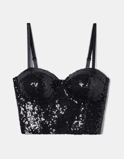 Top corsetto con paillettes nere^Tally Weijl New