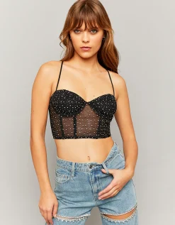 Top corsetto in mesh con strass^Tally Weijl Shop