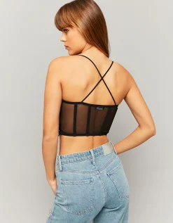 Top corsetto in mesh con strass^Tally Weijl Shop