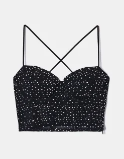 Top corsetto in mesh con strass^Tally Weijl Shop