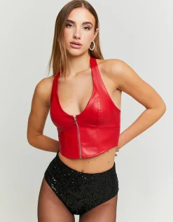 Top Corsetto Rosso in Finta Pelle^Tally Weijl Online