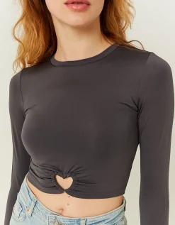 Top Corto Grigio con Cut Out Cuore^Tally Weijl Cheap