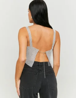 Top in Catena Metallica Argento con Strass^Tally Weijl Best Sale