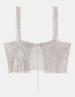 Top in Catena Metallica Argento con Strass^Tally Weijl Best Sale