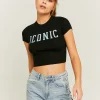 Top in Maglia Leggera Nera con Stampa Fantasia^Tally Weijl New