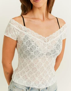 Top in Pizzo Bianco a Spalle Scoperte^Tally Weijl Store