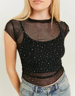 Top Morbido in Mesh con Strass^Tally Weijl Outlet
