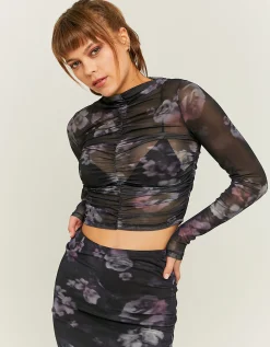 Top Nero in Mesh a Fiori^Tally Weijl Best