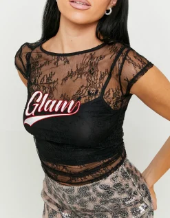 Top in Pizzo con Patch^Tally Weijl Cheap