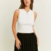 Top Polo in Maglia Bianco con Zip^Tally Weijl Outlet