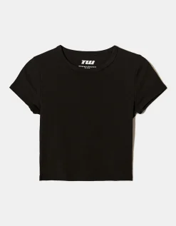 T-shirt Basica a Costine Nera^Tally Weijl New