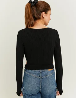 T-shirt Basica Nera con Cut Out Laterali^Tally Weijl Shop