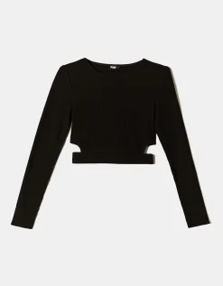 T-shirt Basica Nera con Cut Out Laterali^Tally Weijl Shop