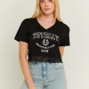 T-shirt Fantasia Varsity Nera con Dettaglio in Pizzo^Tally Weijl Cheap