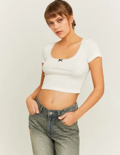 T-shirt Pointelle Basica con Fiocchetto^Tally Weijl Outlet
