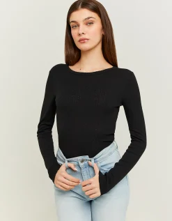 T-shirt Pointelle Nera^Tally Weijl Fashion