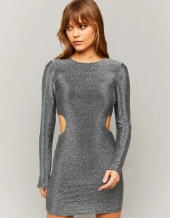 Vestito Corto Cut Out in Lurex Grigio^Tally Weijl Online