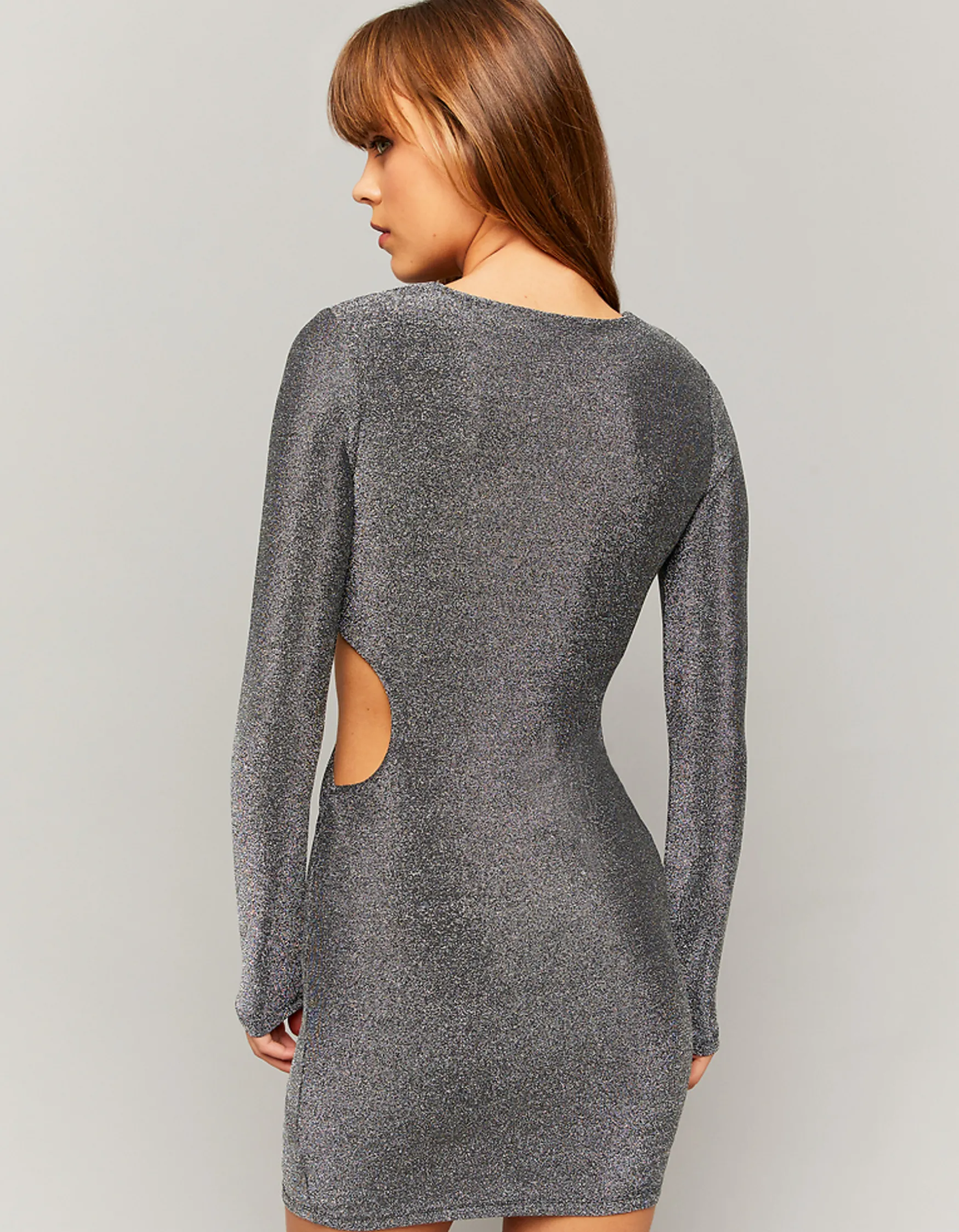 Vestito Corto Cut Out in Lurex Grigio^Tally Weijl Online