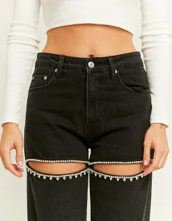 Jeans Straight Leg con Cut Out e Strass^Tally Weijl Online