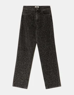 Jeans Straight Leg Neri con Motivo Animalier in Strass^Tally Weijl Fashion