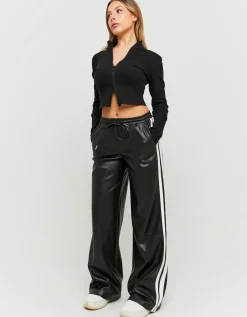Pantalone Wide Leg in Finta Pelle Nera^Tally Weijl Clearance