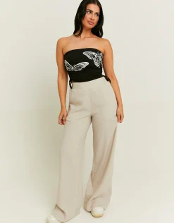 Pantaloni Wide Leg in Lino^Tally Weijl Clearance